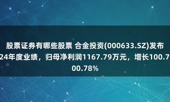 股票证券有哪些股票 合金投资(000633.SZ)发布2024年度业绩，归母净利润1167.79万元，增长100.78%